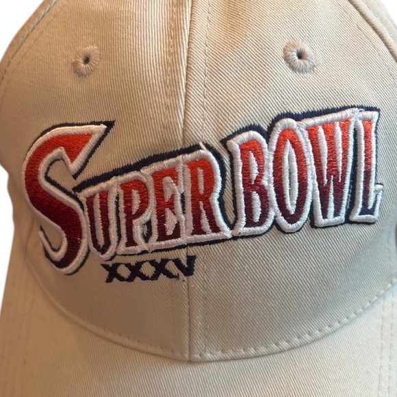 Superbowl XXXV Baltimore Ravens Strapback Cap Hat OS Tan Cotton NFL Embroidered - Picture 10 of 15